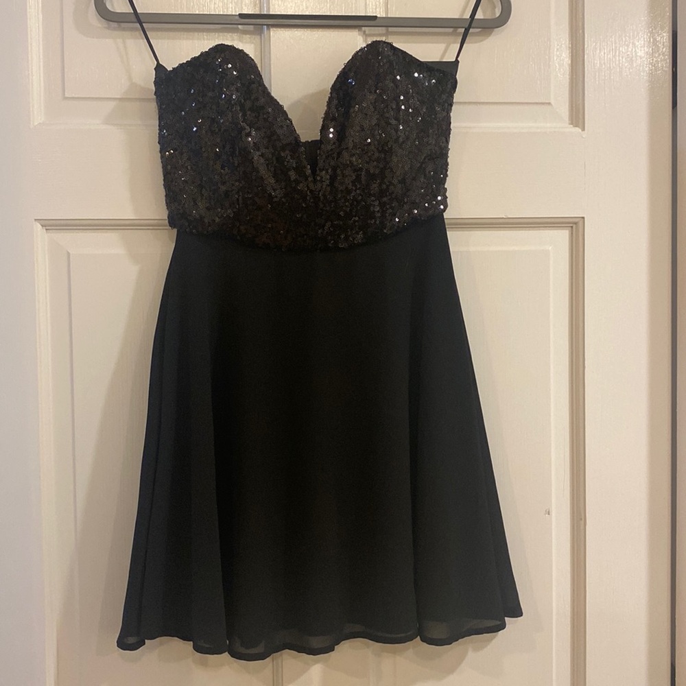 Black Mini Dress with Sequins